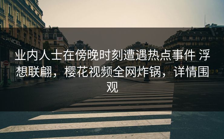 业内人士在傍晚时刻遭遇热点事件 浮想联翩，樱花视频全网炸锅，详情围观