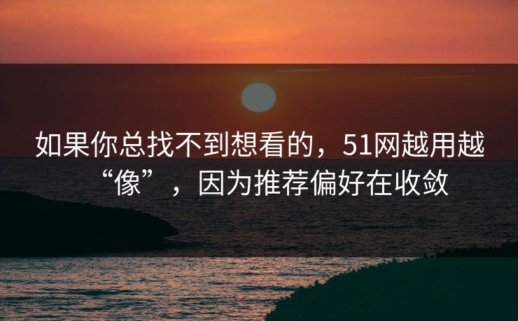 如果你总找不到想看的，51网越用越“像”，因为推荐偏好在收敛